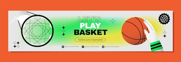 Free vector gradient texture basketball twitch banner