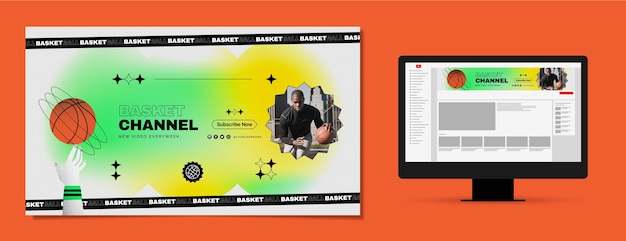無料ベクター グラデーションテクスチャバスケットボールyoutubeチャンネルアート