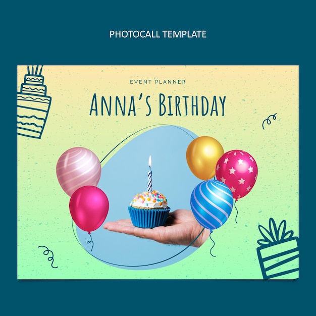 Free vector gradient texture birthday photocall