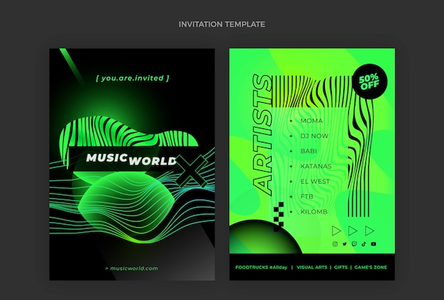 Gradient texture music festival invitation