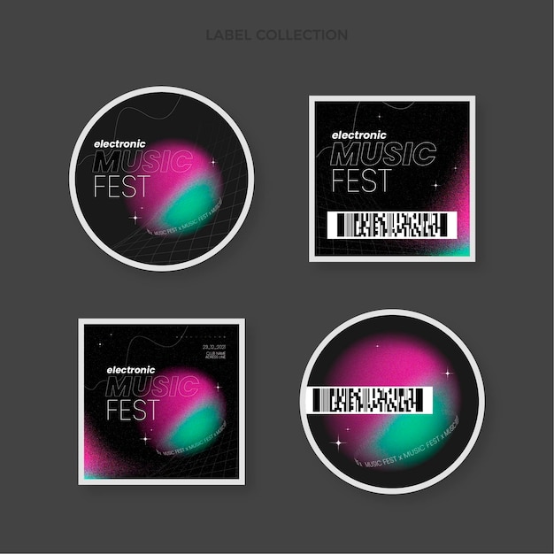Free vector gradient texture music festival labels