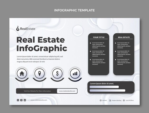 Free vector gradient texture real estate infographic