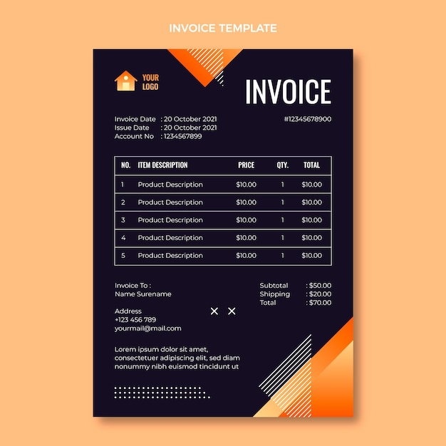 Gradient texture real estate invoice