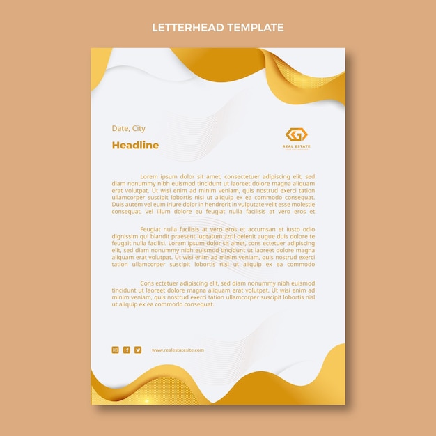 Free vector gradient texture real estate letterhead