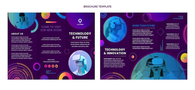 Free vector gradient texture technology brochure template