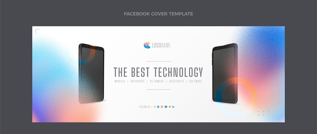 Free vector gradient texture technology facebook cover