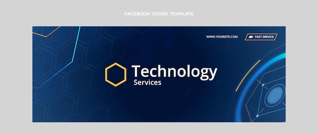 無料ベクター グラデーションテクスチャテクノロジーfacebookカバー