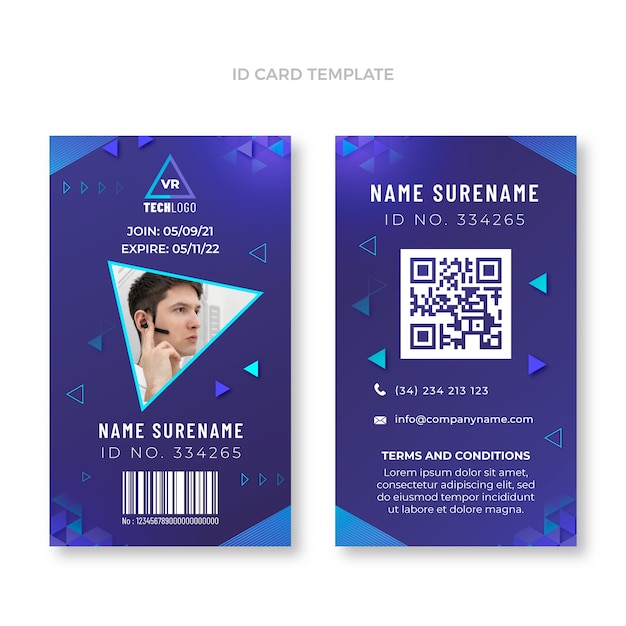 Free vector gradient texture technology id card