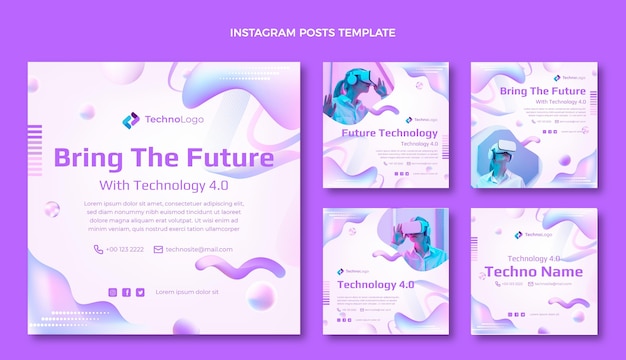 Free vector gradient texture technology instagram post