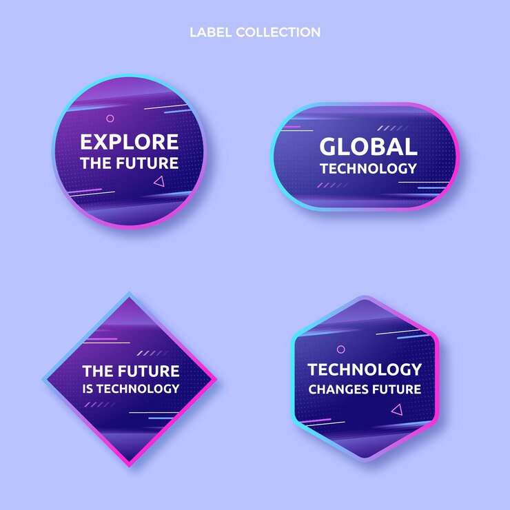 Free Vector gradient texture technology labels