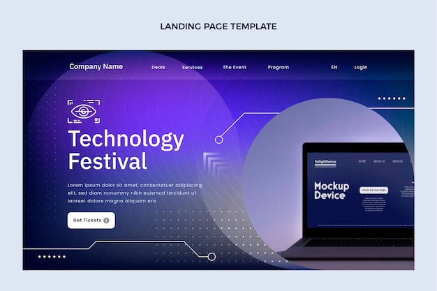 Шаблон целевой страницы технологии градиентной текстуры