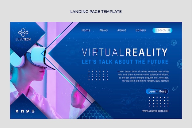 Free vector gradient texture technology landing page