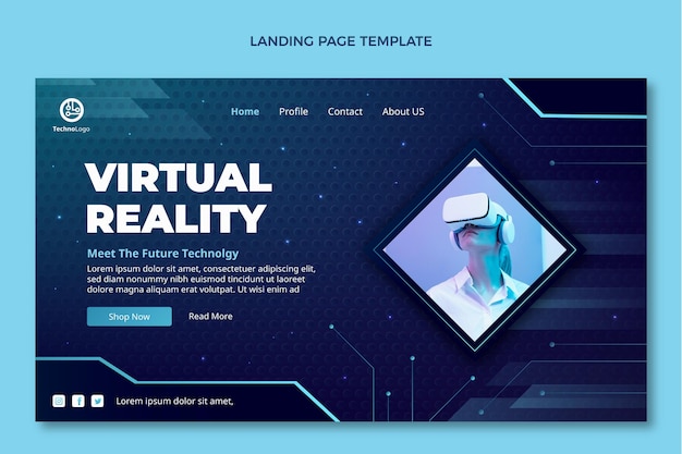 Free vector gradient texture technology landing page