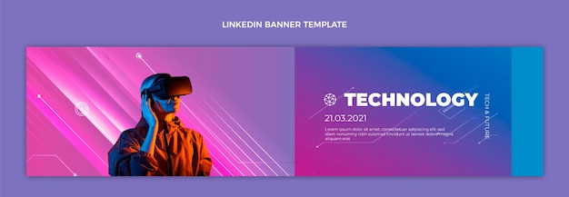 Free vector gradient texture technology linkedin banner