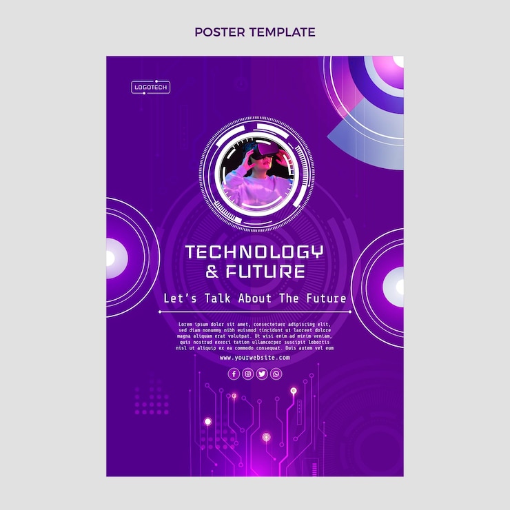Free Vector gradient texture technology poster