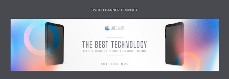 Free Vector gradient texture technology twitch banner