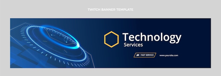Free Vector gradient texture technology twitch banner
