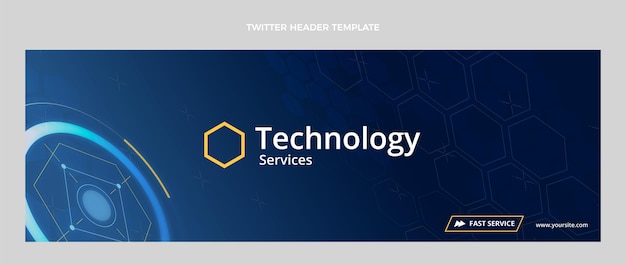 Vettore gratuito intestazione di twitter con tecnologia a trama sfumata