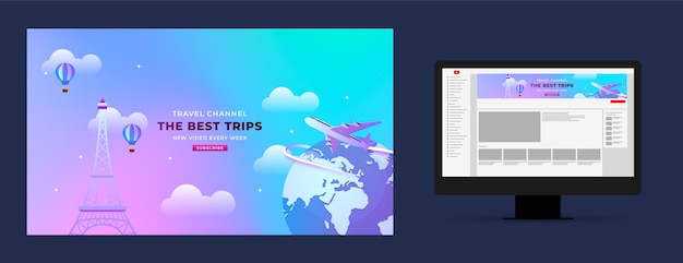 Gradient texture travel agency youtube channel art