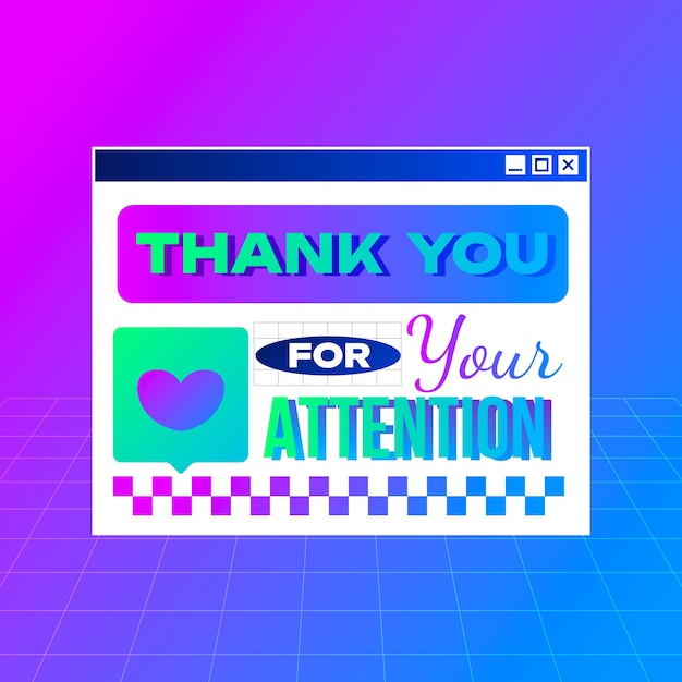 Gradient thank you for your attention label illustration