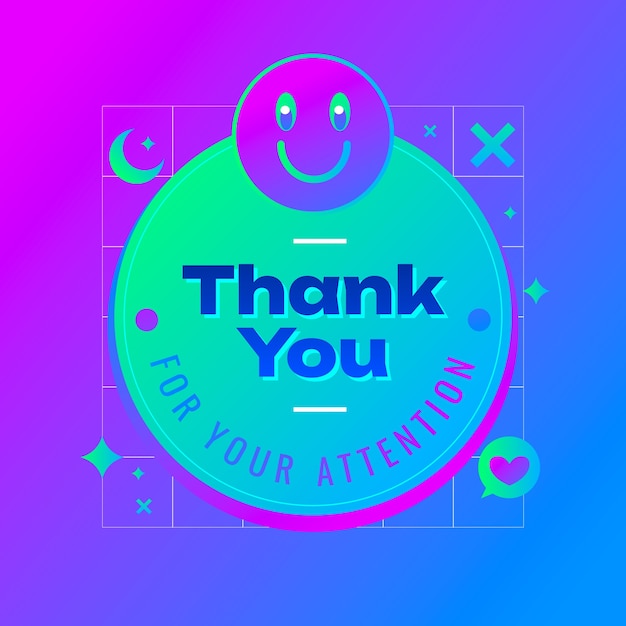 Free vector gradient thank you for your attention label illustration