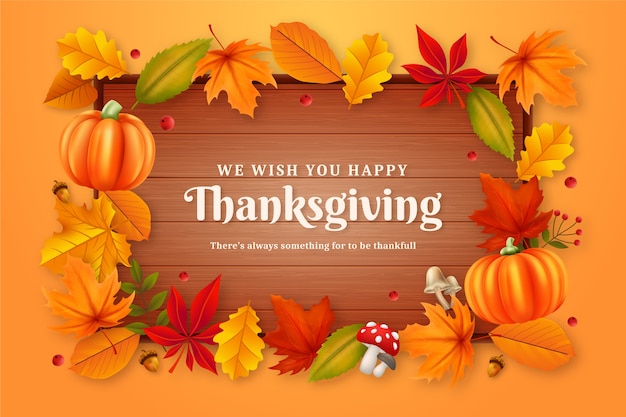 Free vector gradient thanksgiving background with pumpkin and leaves