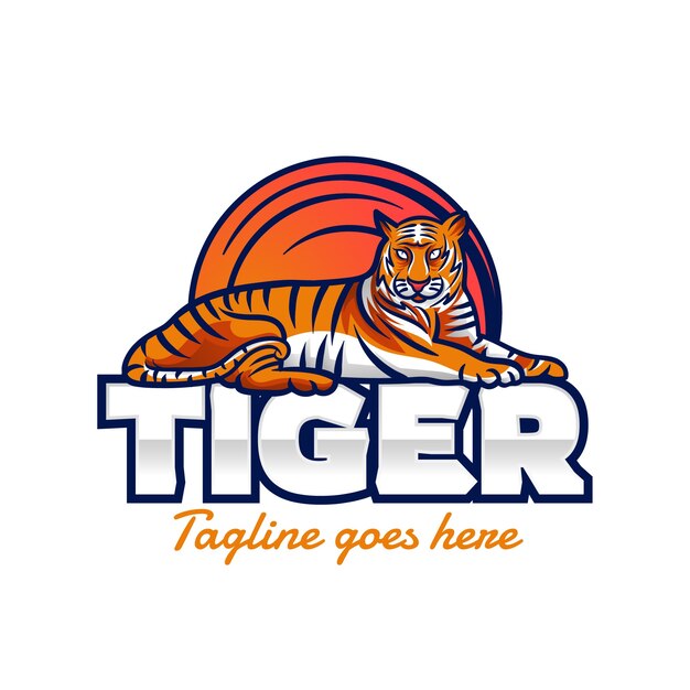 Дизайн логотипа градиентного тигра