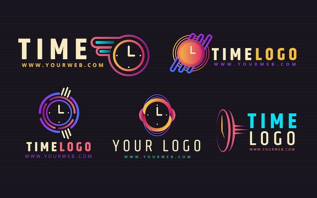 Free vector gradient time logo collection