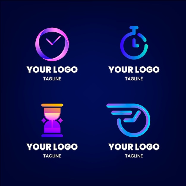 Free vector gradient time logo collection