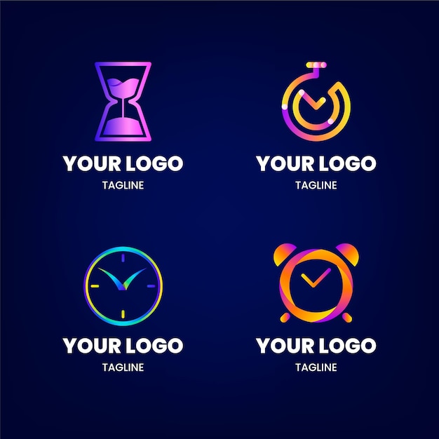 Free vector gradient time logo collection