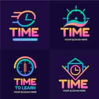 Free vector gradient time logo collection