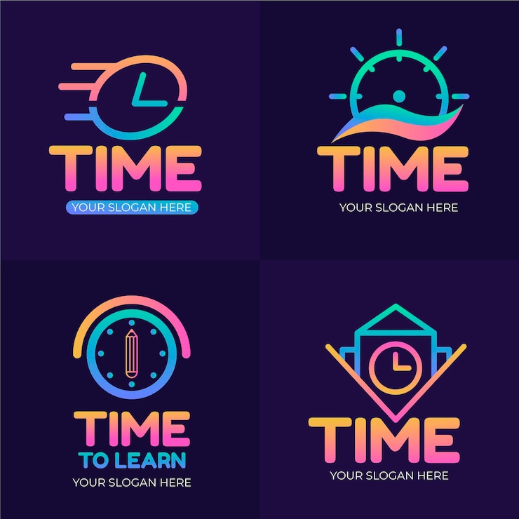 Free Vector gradient time logo collection
