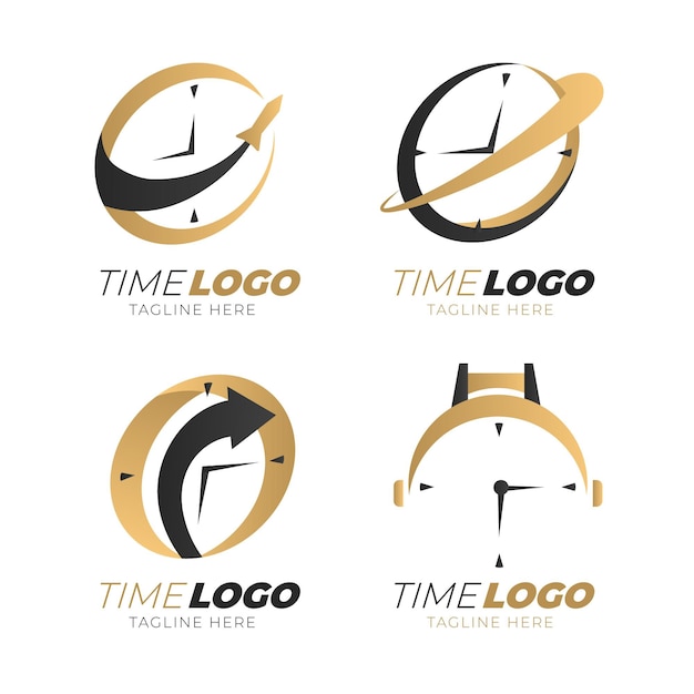 Free vector gradient time logo collection