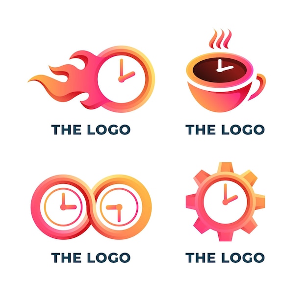 Free vector gradient time logos pack