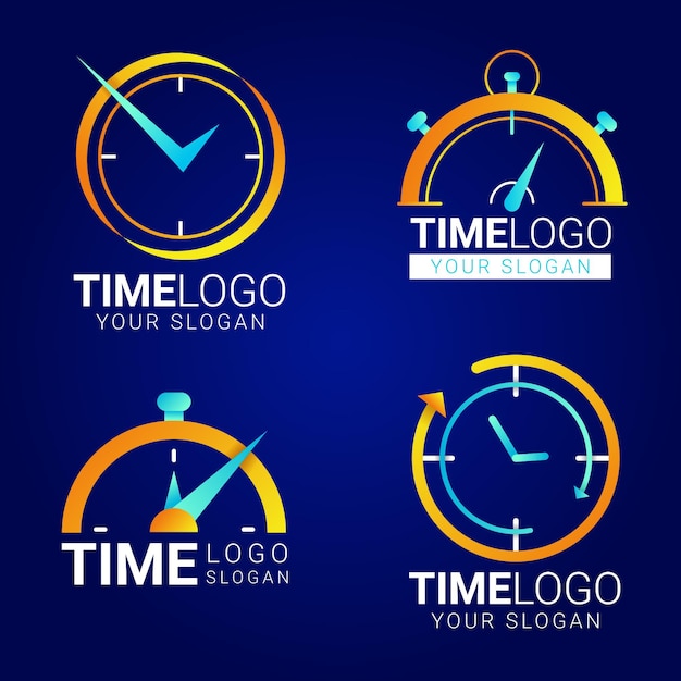 Free vector gradient time logos pack