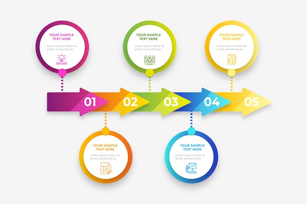 Gradient timeline business infographic