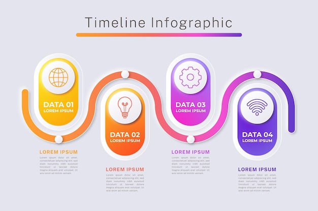 Free vector gradient timeline infographic in different colors