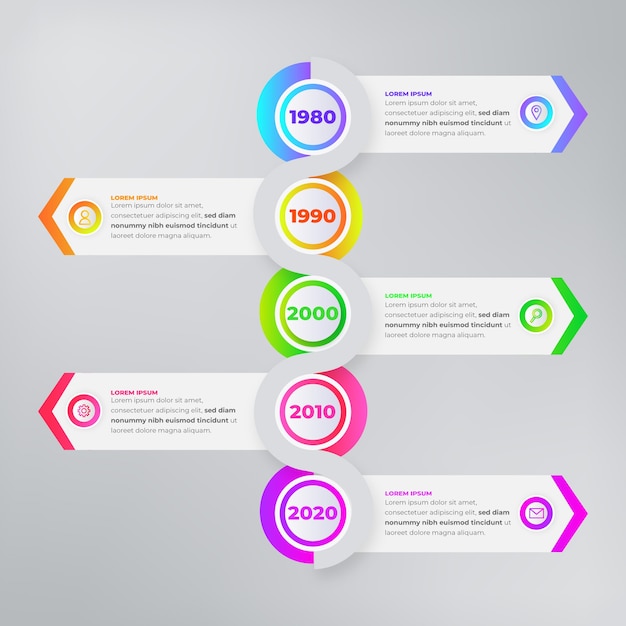 Градиент временной шкалы инфографики шаблон
