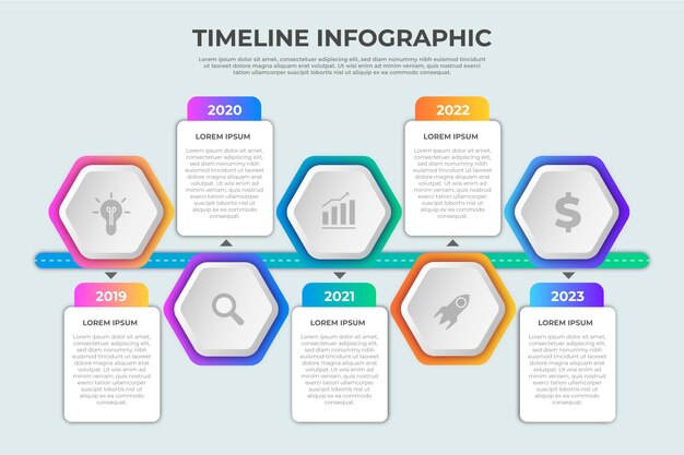 그라데이션 타임 라인 infographic 템플릿