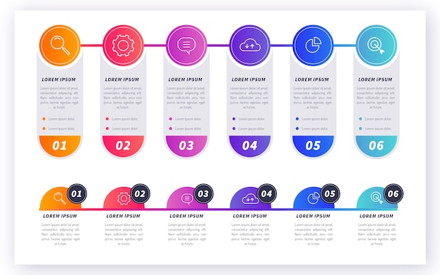 그라데이션 타임 라인 infographic 템플릿