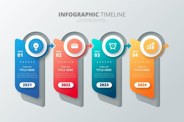 그라데이션 타임 라인 infographic 템플릿