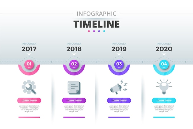 무료 벡터 그라데이션 타임 라인 infographic 템플릿