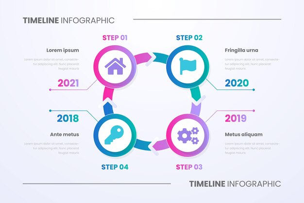 그라데이션 타임 라인 infographic 템플릿