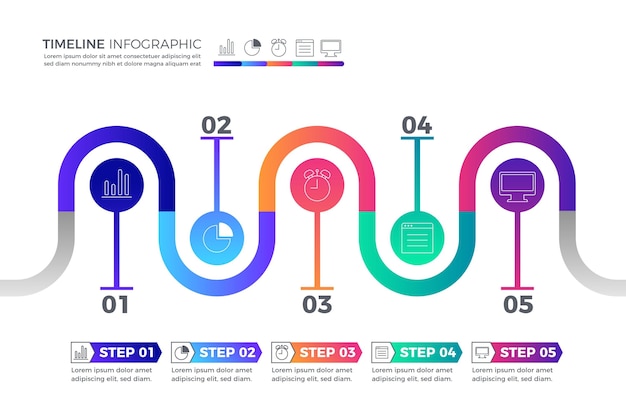 Free vector gradient timeline infographic template