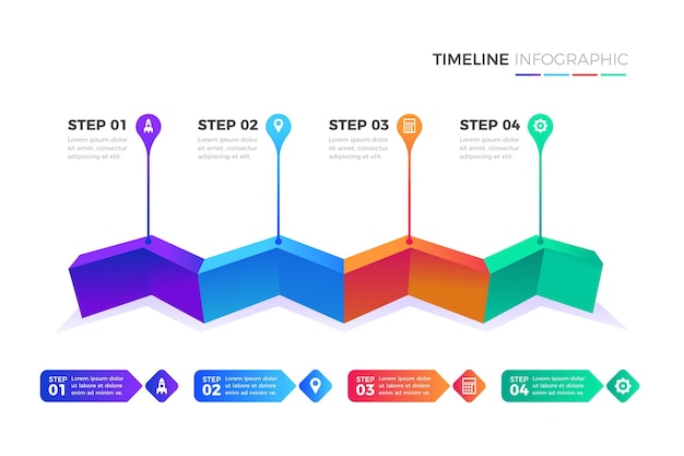 Vettore gratuito modello di infografica timeline gradiente