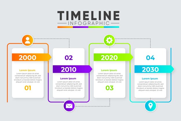 그라데이션 타임 라인 infographic 템플릿