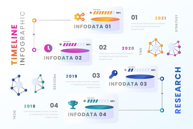 グラデーションタイムラインインフォグラフィックテンプレート