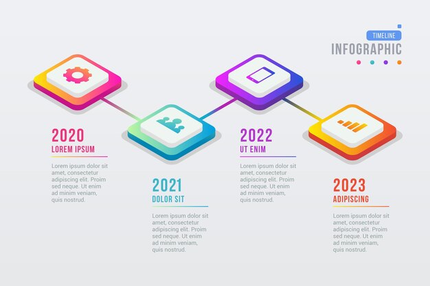 그라데이션 타임 라인 infographic 템플릿