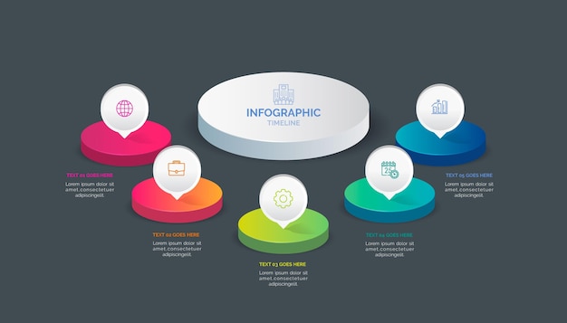 グラデーションタイムラインインフォグラフィックテンプレート