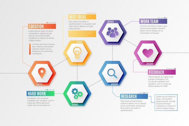 그라데이션 타임 라인 infographic 템플릿